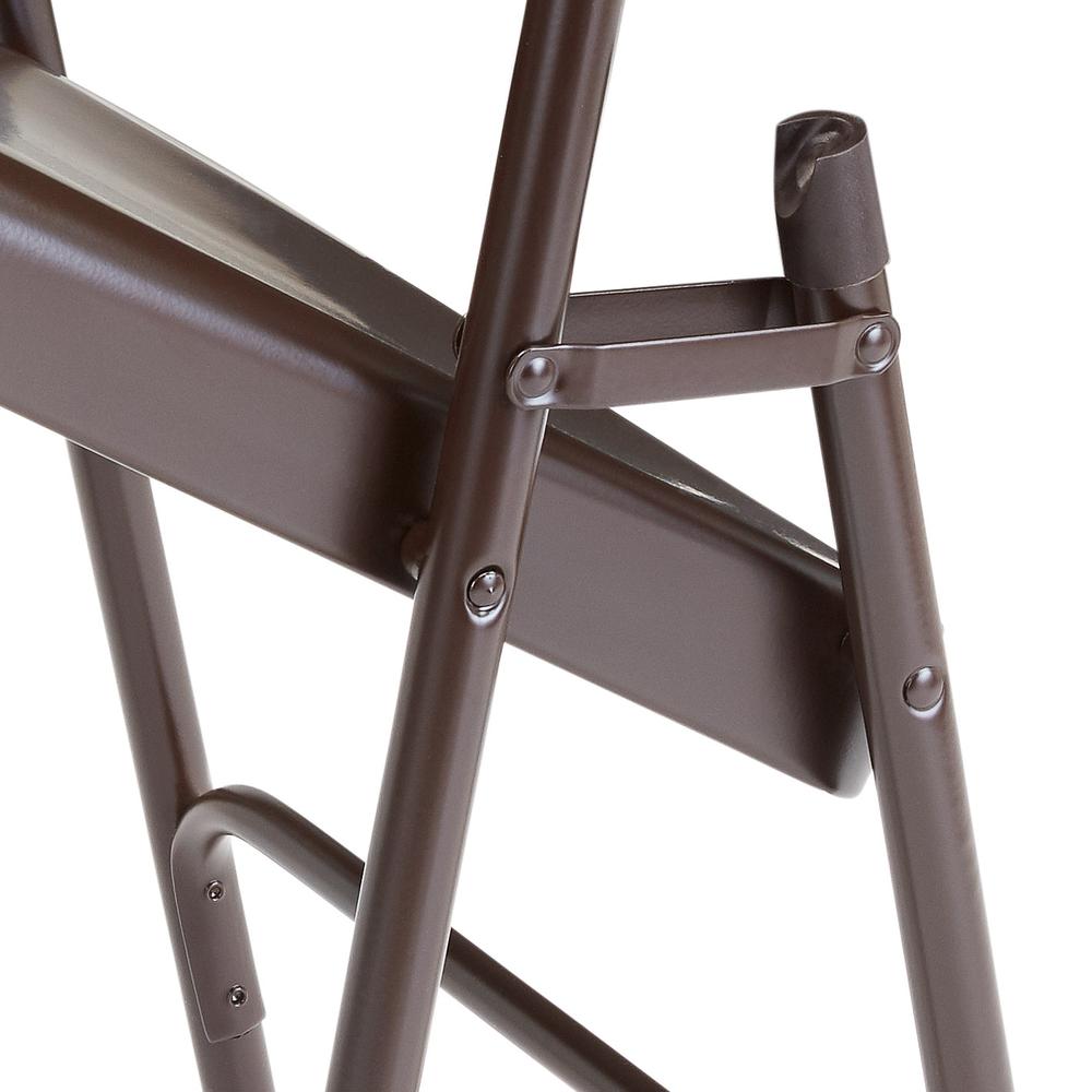 NPS® 300 Series Deluxe All-Steel Triple Brace Double Hinge Folding Chair, Brown (Pack of 4). Picture 5