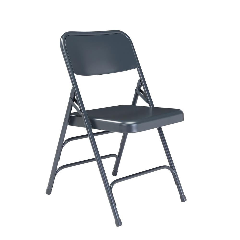NPS® 300 Series Deluxe All-Steel Triple Brace Double Hinge Folding Chair, Char-Blue (Pack of 4). Picture 2