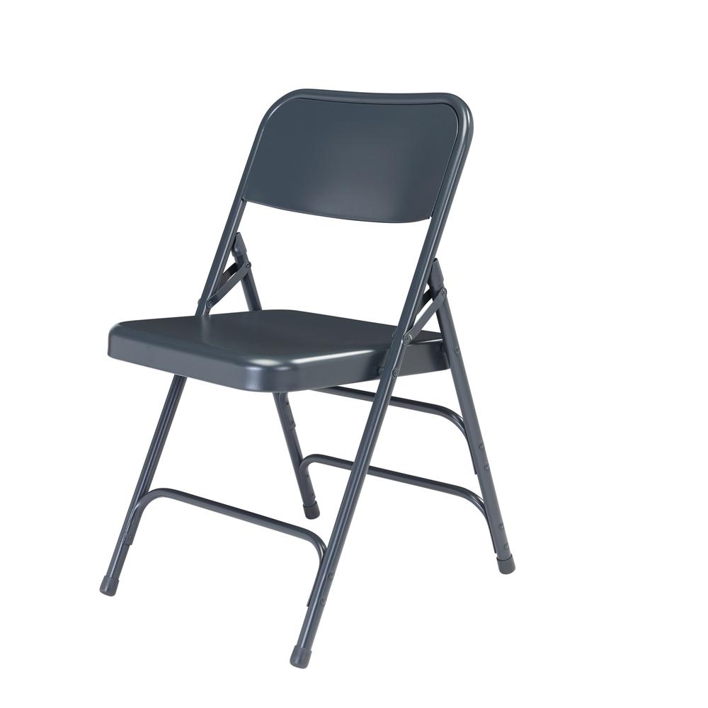 NPS® 300 Series Deluxe All-Steel Triple Brace Double Hinge Folding Chair, Char-Blue (Pack of 4). Picture 3