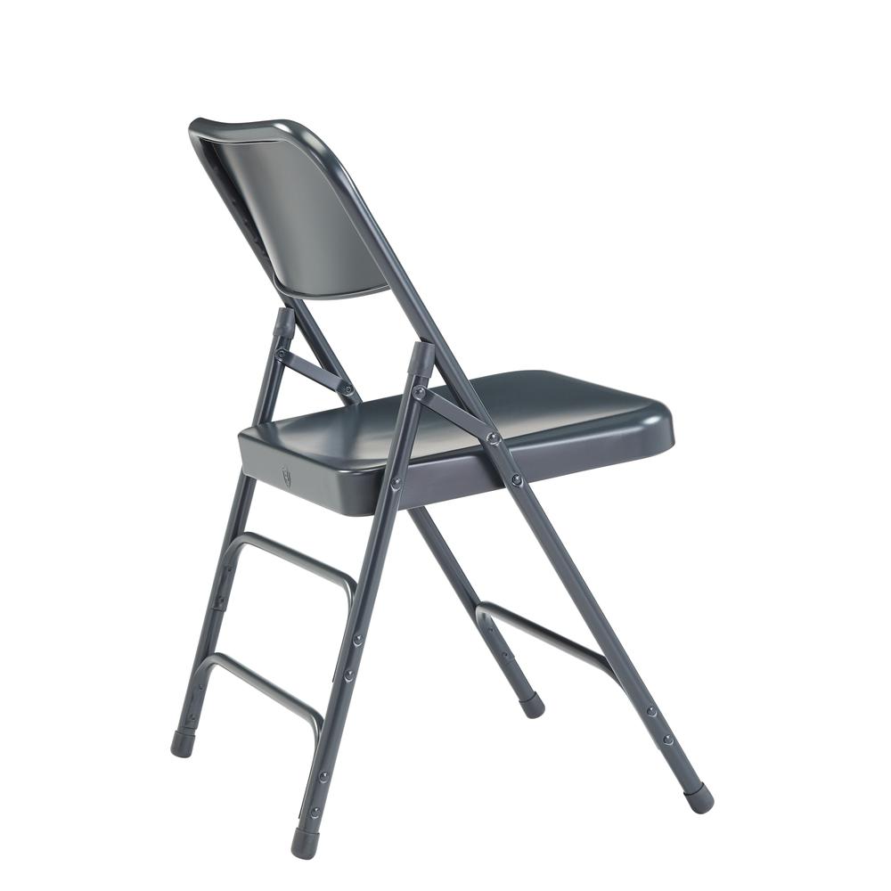 NPS® 300 Series Deluxe All-Steel Triple Brace Double Hinge Folding Chair, Char-Blue (Pack of 4). Picture 4