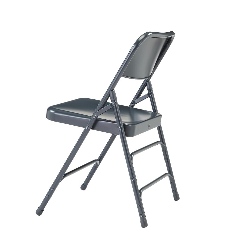 NPS® 300 Series Deluxe All-Steel Triple Brace Double Hinge Folding Chair, Char-Blue (Pack of 4). Picture 5