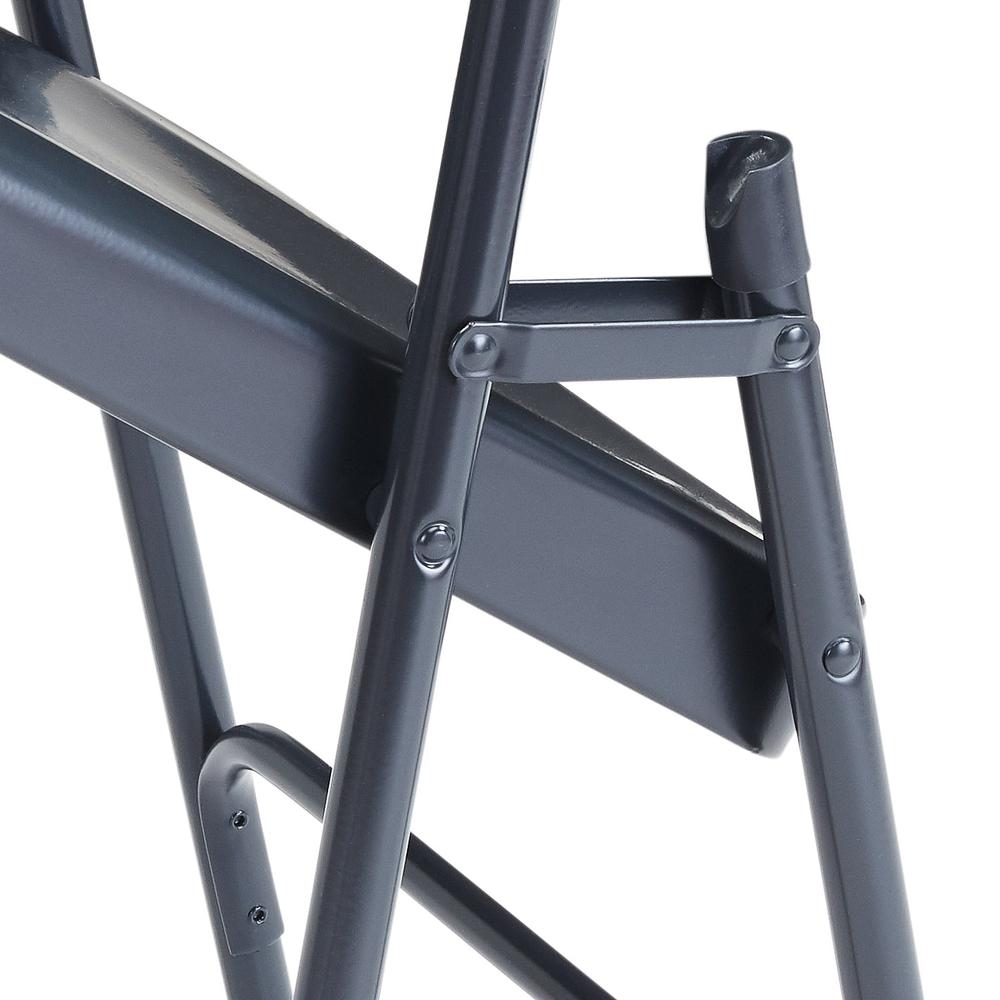 NPS® 300 Series Deluxe All-Steel Triple Brace Double Hinge Folding Chair, Char-Blue (Pack of 4). Picture 6
