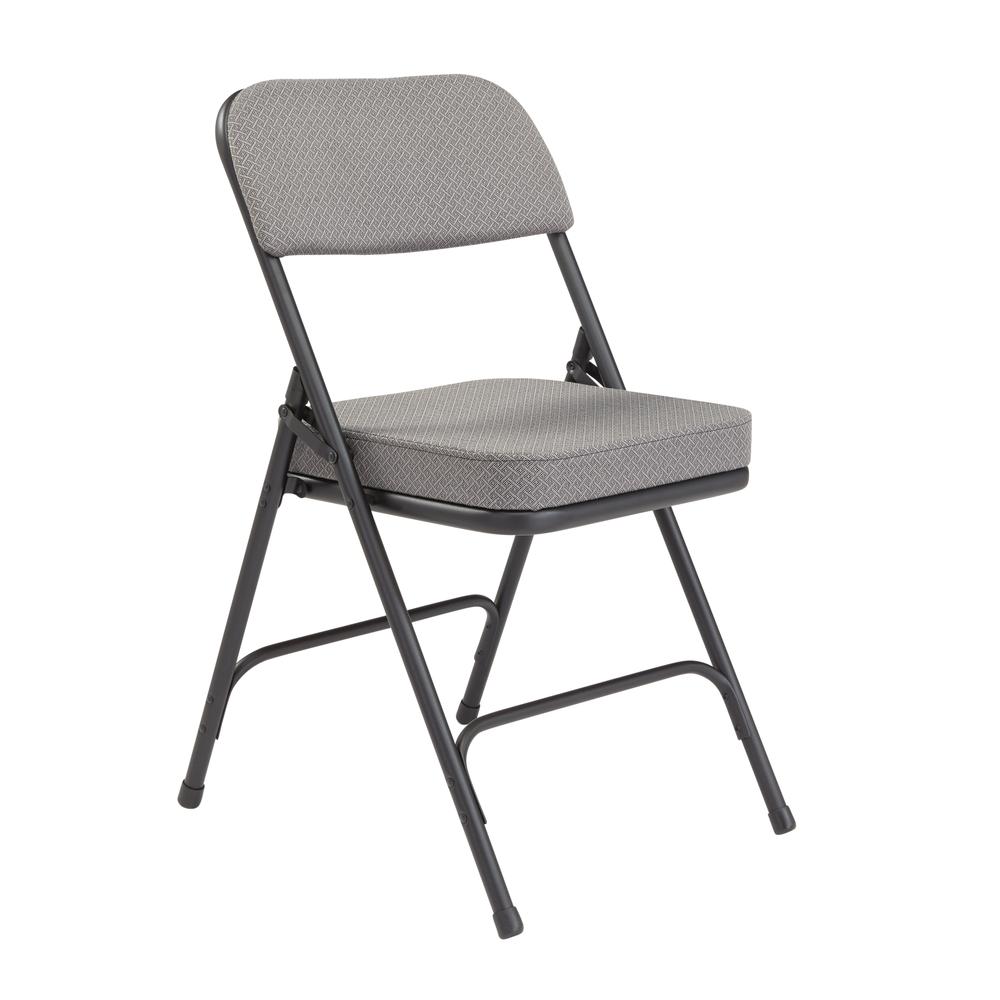 NPS® 3200 Series Premium 2" Fabric Upholstered Double Hinge Folding Chair, Charcoal Grey (Pack of 2). Picture 1