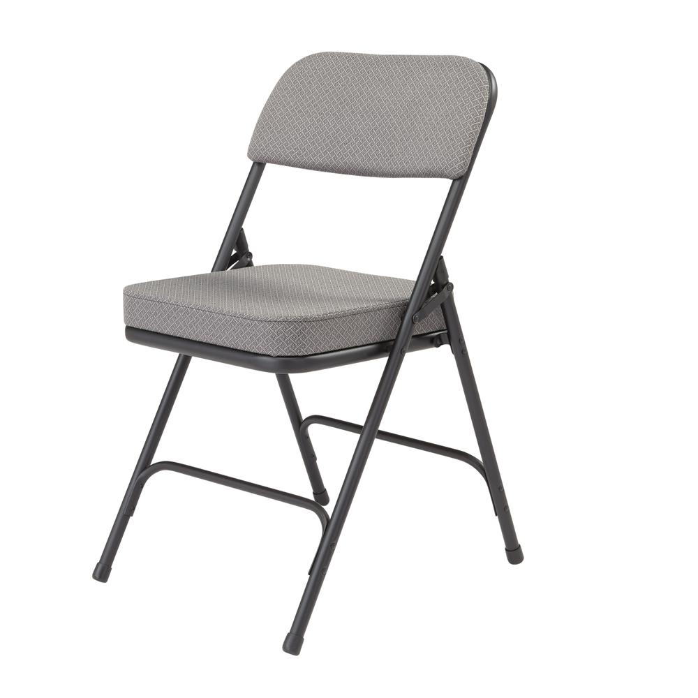NPS® 3200 Series Premium 2" Fabric Upholstered Double Hinge Folding Chair, Charcoal Grey (Pack of 2). Picture 2