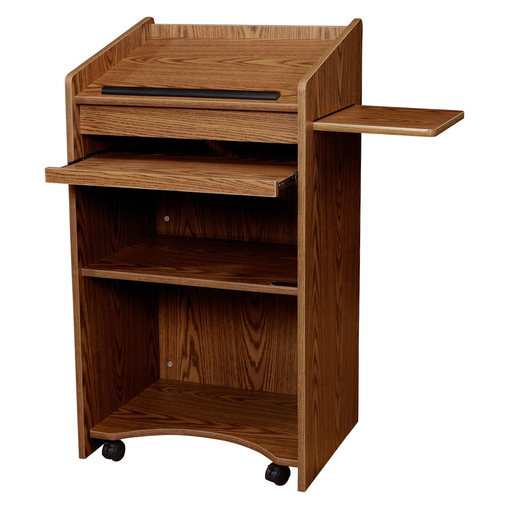 Oklahoma Sound® Aristocrat Non-Sound Lectern, Medium Oak. Picture 1