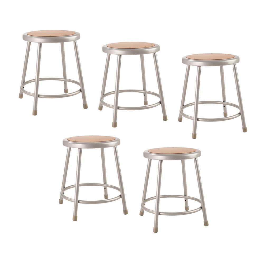 (5 Pack) NPS® 18" Heavy Duty Steel Stool, Grey. Picture 1
