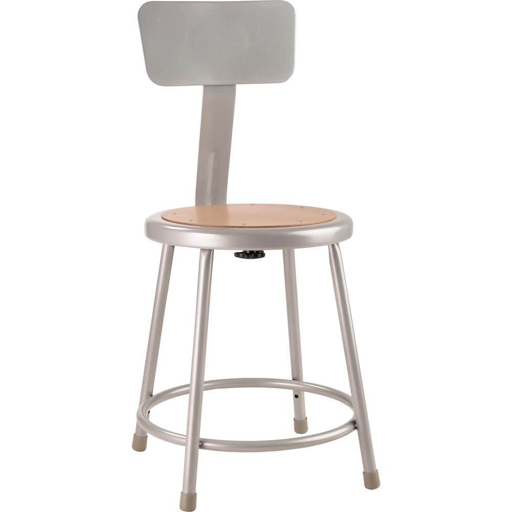 NPS® 18"Heavy Duty Steel Stool With Backrest, Grey. Picture 1