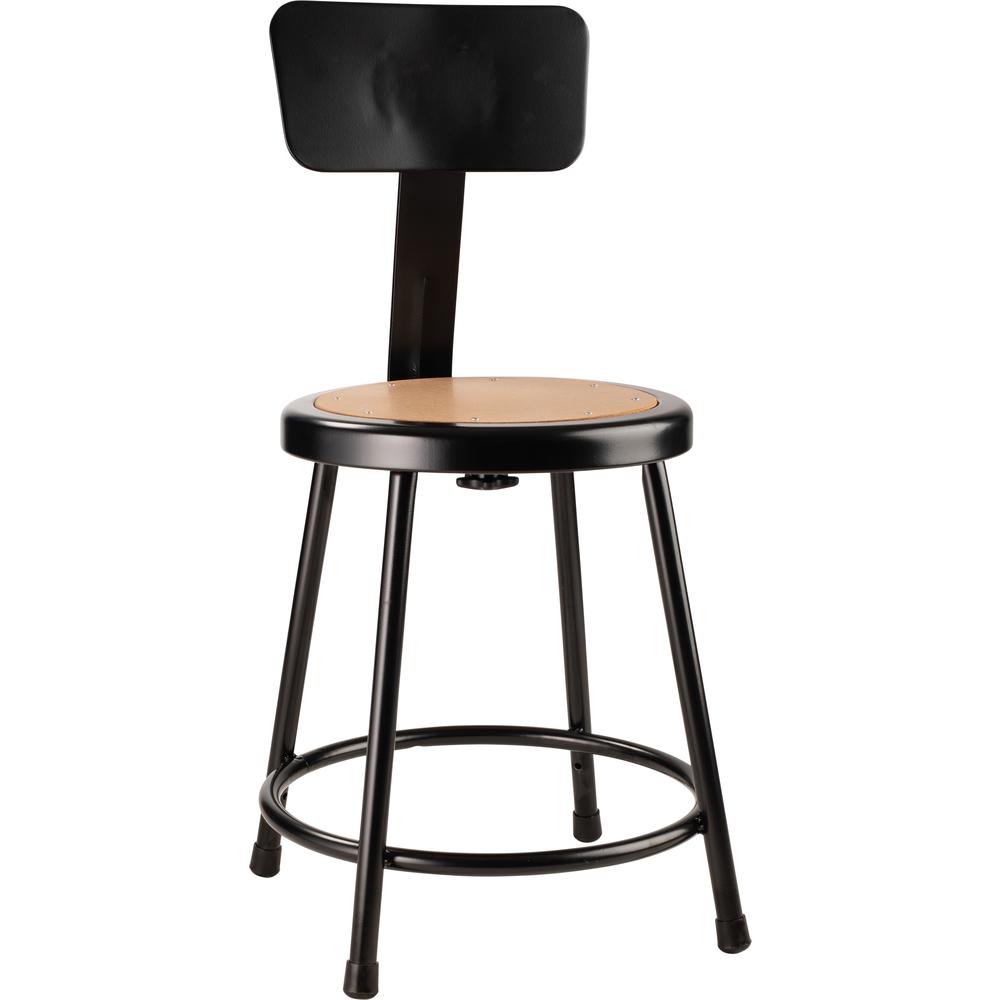 NPS® 18"Heavy Duty Steel Stool With Backrest, Black. Picture 1
