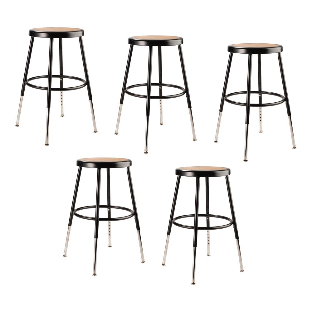 (5 Pack) NPS® 19"-27" Height Adjustable Heavy Duty Steel Stool, Black. Picture 1