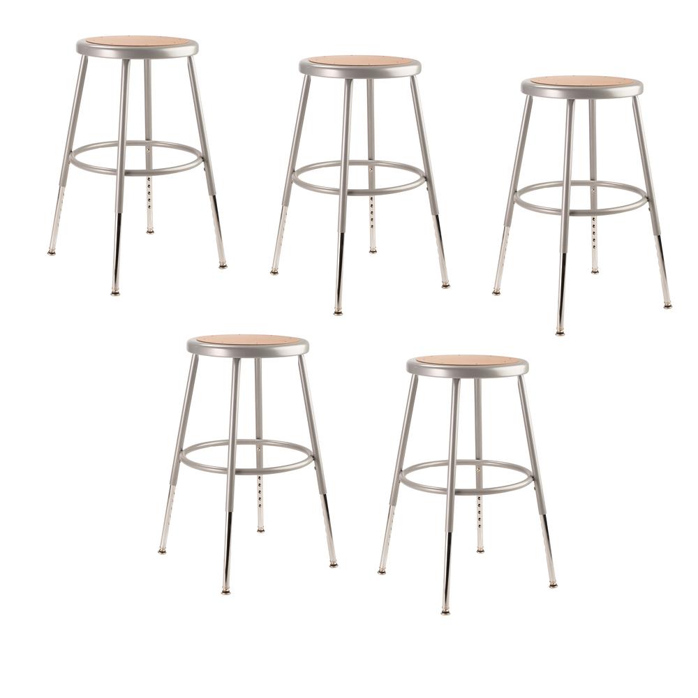 (5 Pack) NPS® 19"-27" Height Adjustable Heavy Duty Steel Stool, Grey. Picture 1