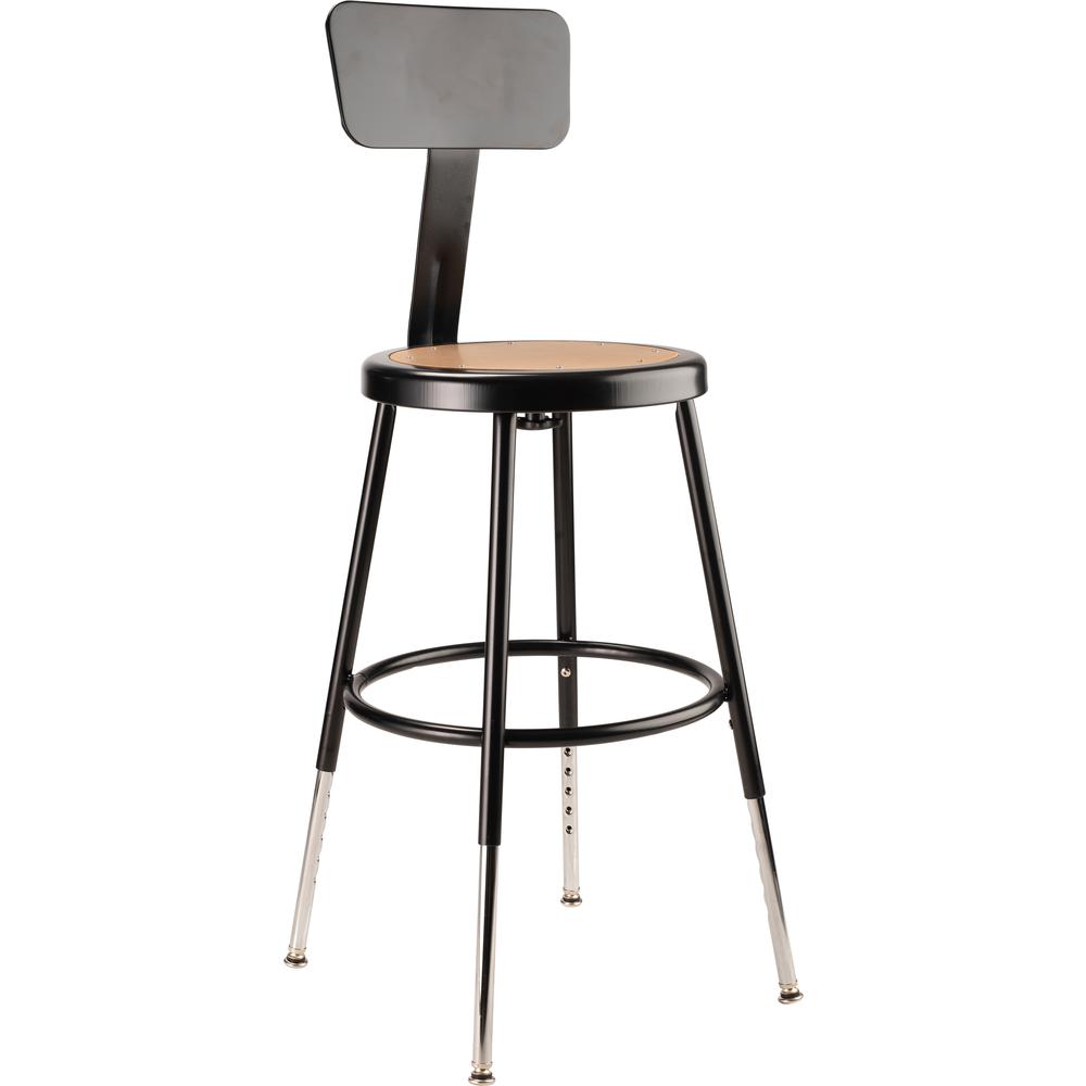 NPS® 19"-27" Height Adjustable Heavy Duty Steel Stool With Backrest, Black. Picture 1
