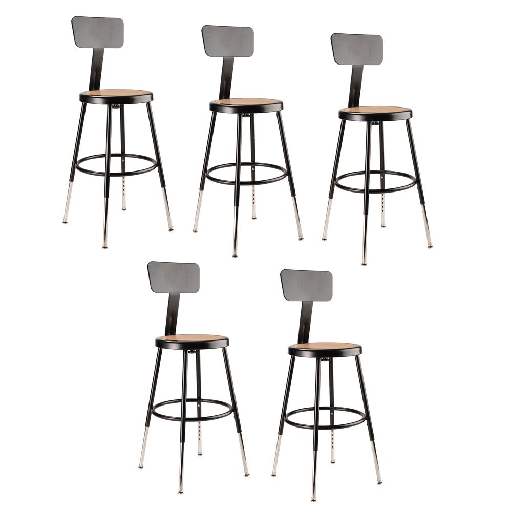 NPS® 19"-27" Height Adjustable Heavy Duty Steel Stool With Backrest, Black. Picture 5