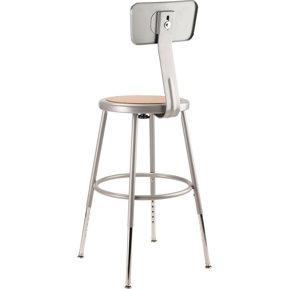 NPS® 19"-27" Height Adjustable Heavy Duty Steel Stool With Backrest, Grey. Picture 5