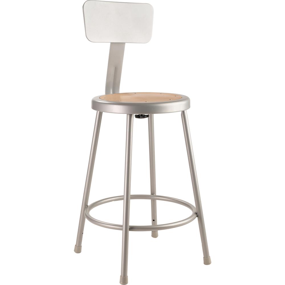 NPS® 24"Heavy Duty Steel Stool With Backrest, Grey. Picture 1