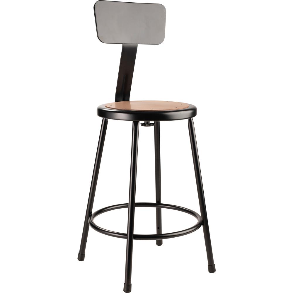 (4 Pack) NPS® 24"Heavy Duty Steel Stool With Backrest, Black. Picture 2