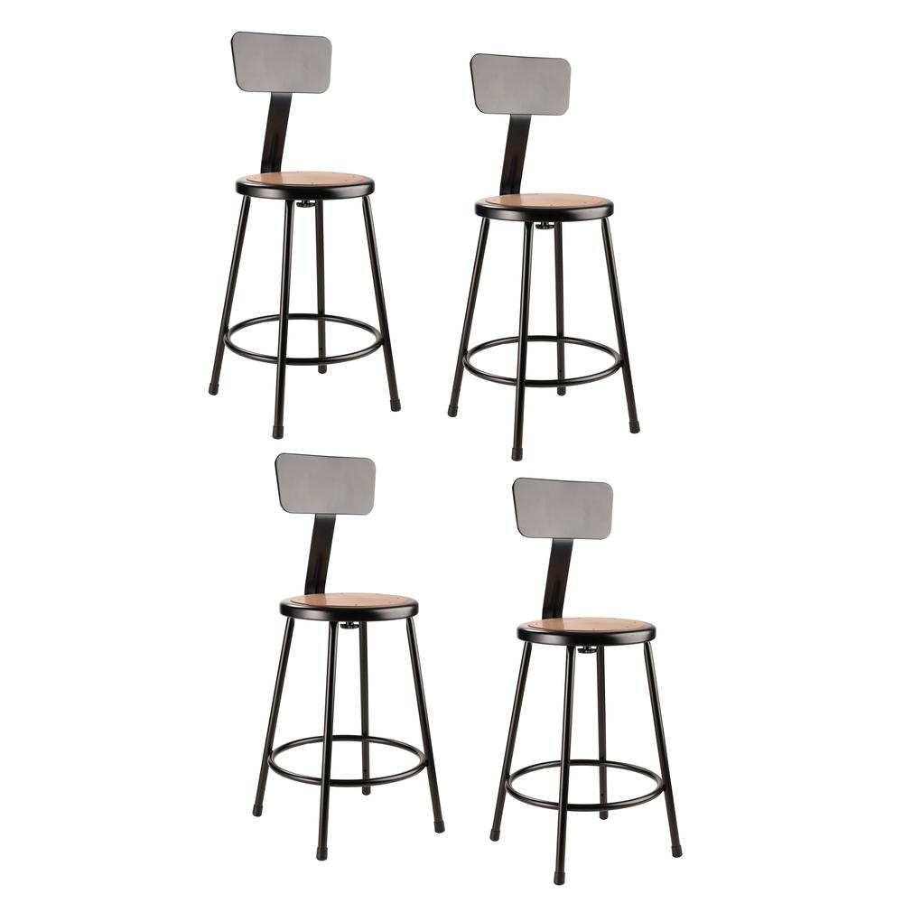 (4 Pack) NPS® 24"Heavy Duty Steel Stool With Backrest, Black. Picture 1