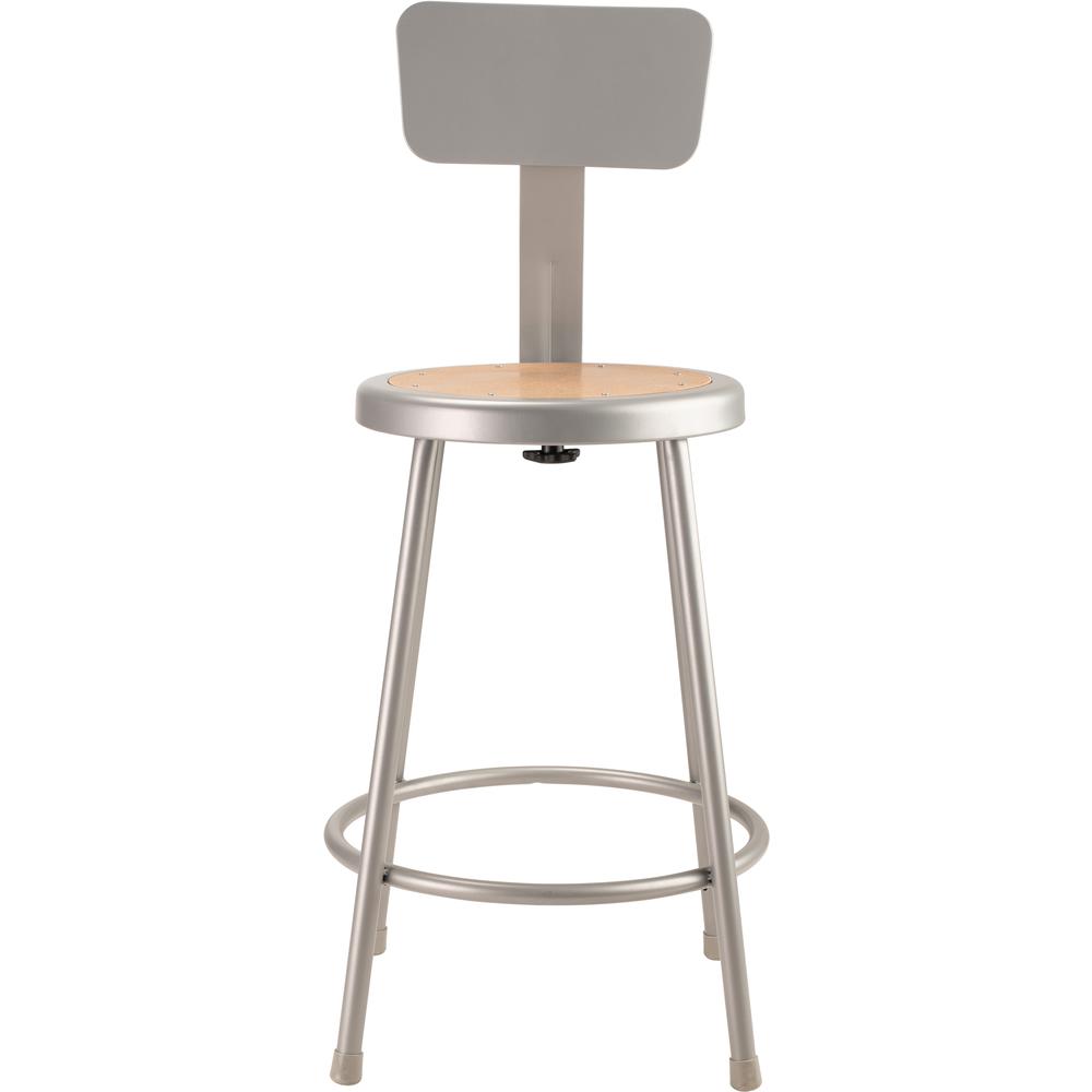 NPS® 24"Heavy Duty Steel Stool With Backrest, Grey. Picture 2