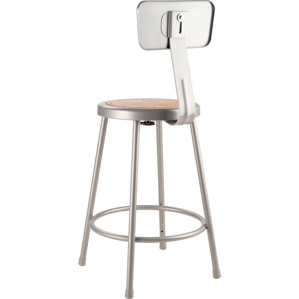 (4 Pack) NPS® 24"Heavy Duty Steel Stool With Backrest, Grey. Picture 5