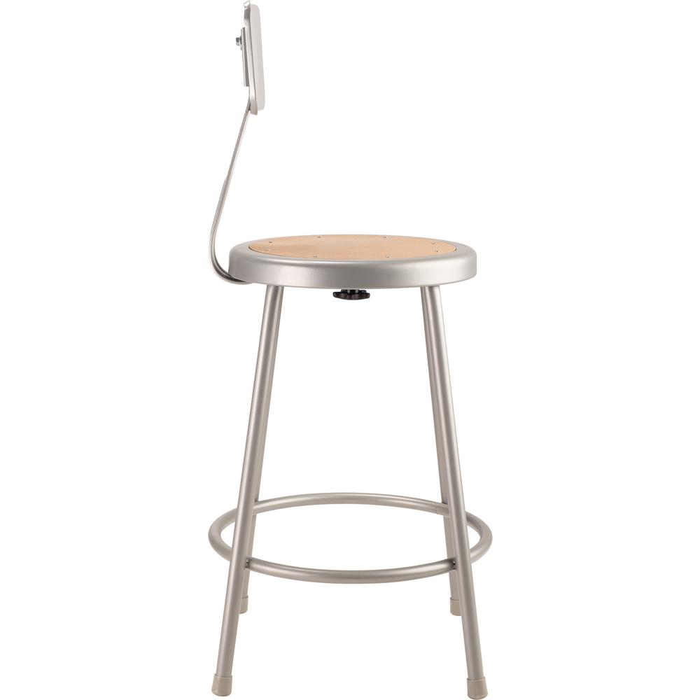 NPS® 24"Heavy Duty Steel Stool With Backrest, Grey. Picture 3
