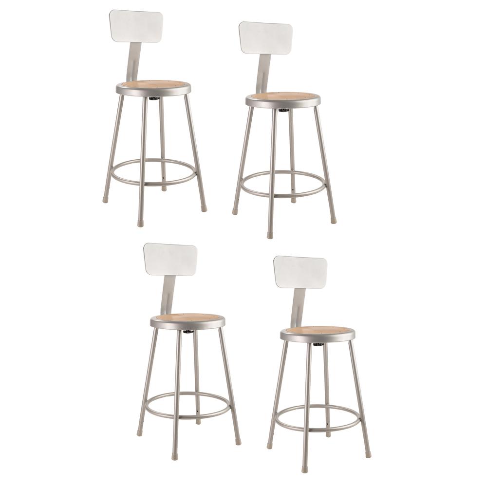 NPS® 24"Heavy Duty Steel Stool With Backrest, Grey. Picture 4