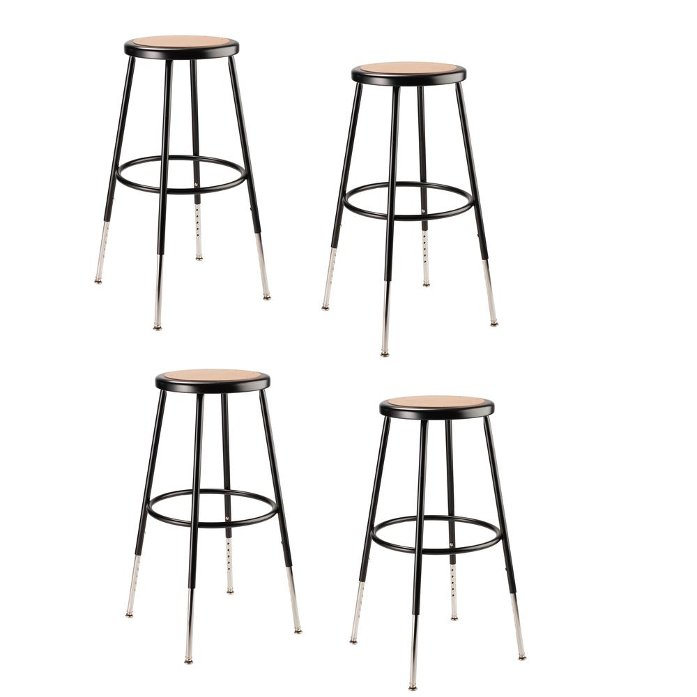 (4 Pack) NPS® 25"-33" Height Adjustable Heavy Duty Steel Stool, Black. Picture 1