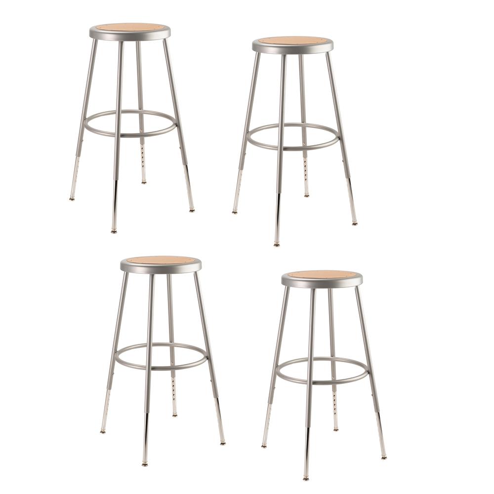 (4 Pack) NPS® 25"-33" Height Adjustable Heavy Duty Steel Stool, Grey. Picture 1