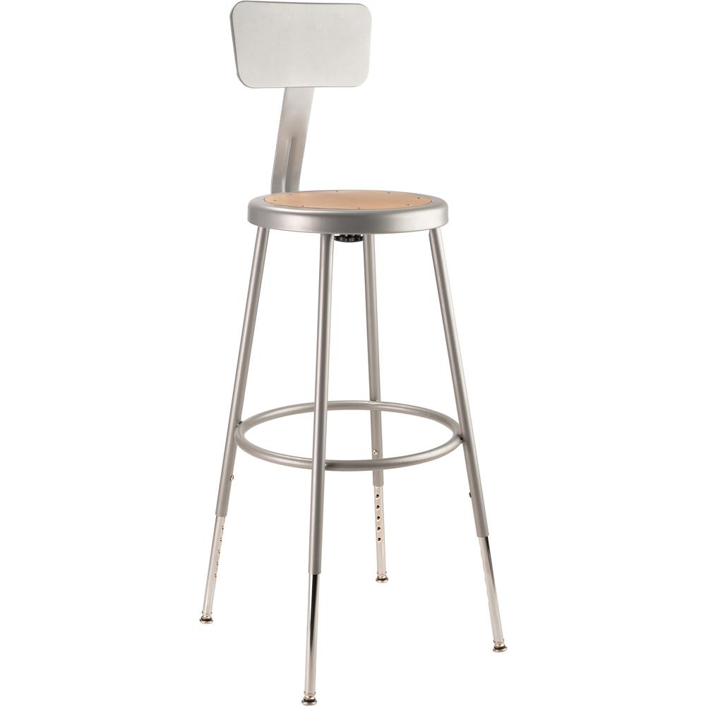 (4 Pack) NPS® 25"-33" Height Adjustable Heavy Duty Steel Stool With Backrest, Grey. Picture 2
