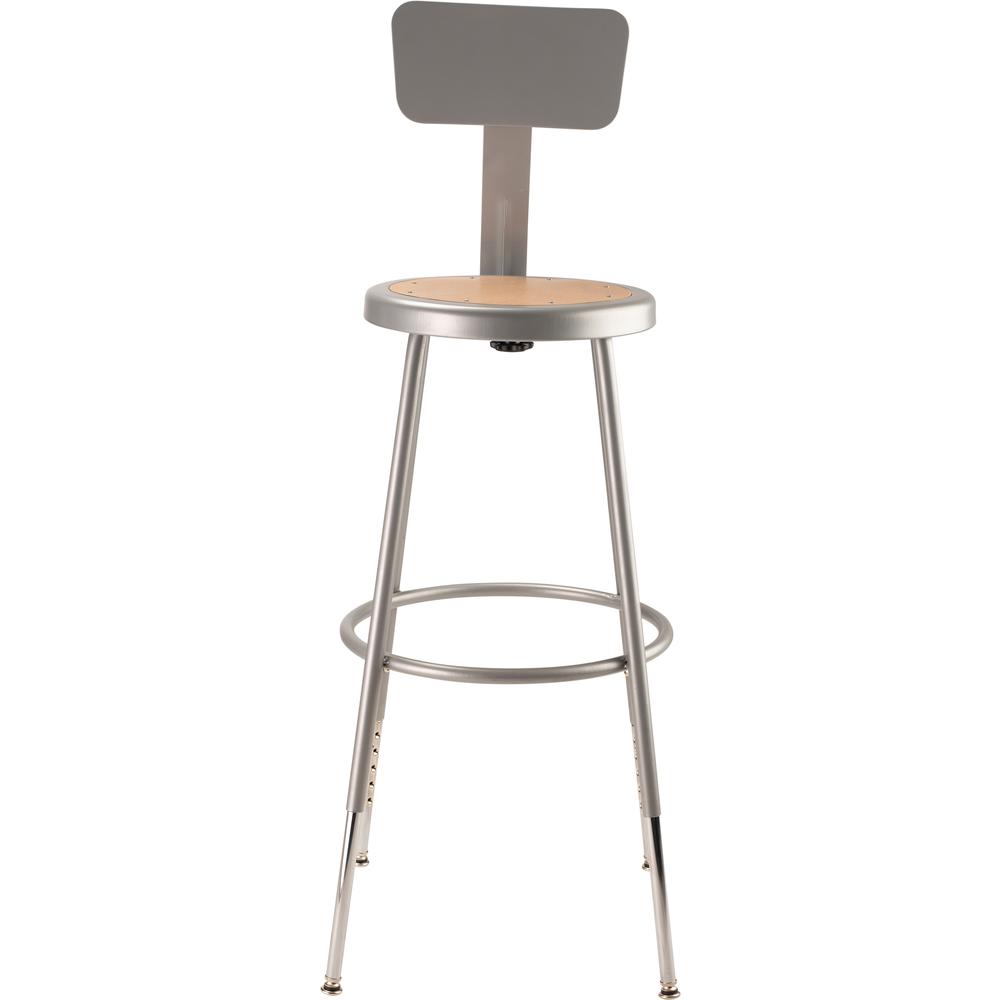 (4 Pack) NPS® 25"-33" Height Adjustable Heavy Duty Steel Stool With Backrest, Grey. Picture 3