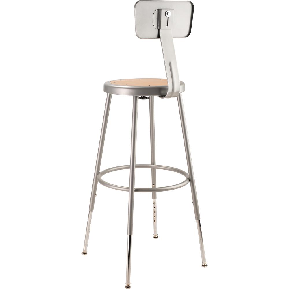 (4 Pack) NPS® 25"-33" Height Adjustable Heavy Duty Steel Stool With Backrest, Grey. Picture 5