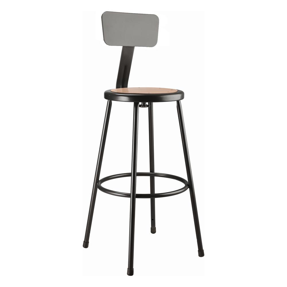 NPS® 30" Heavy Duty Steel Stool With Backrest, Black. Picture 1