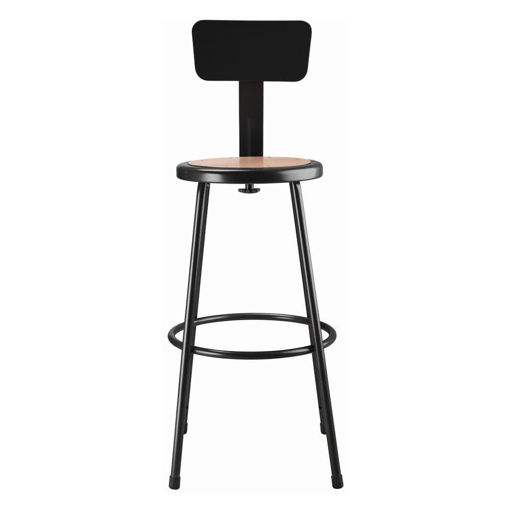 NPS® 30" Heavy Duty Steel Stool With Backrest, Black. Picture 2