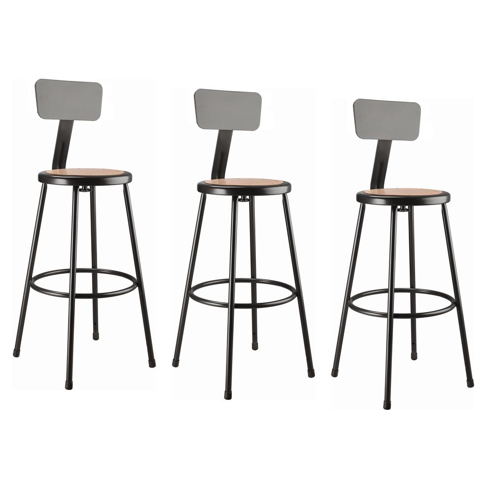 NPS® 30" Heavy Duty Steel Stool With Backrest, Black. Picture 3