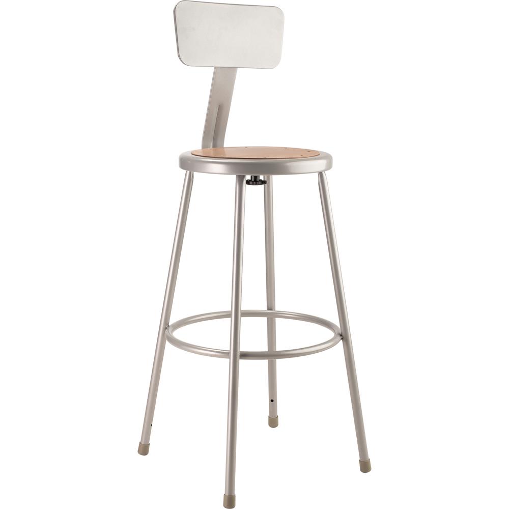 (3 Pack) NPS® 30"Heavy Duty Steel Stool With Backrest, Grey. Picture 2