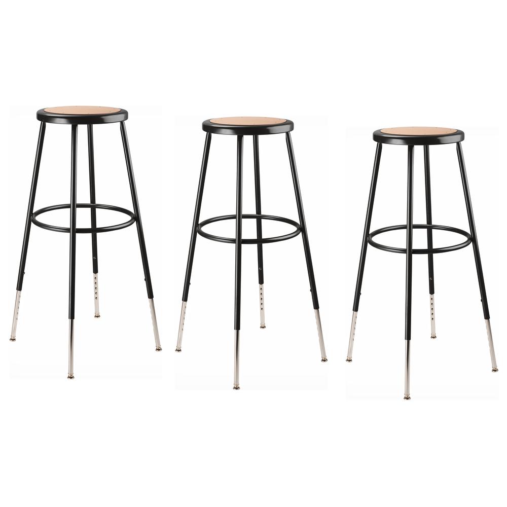 (3 Pack) NPS® 32 -39" Height Adjustable Heavy Duty Steel Stool, Black. Picture 1