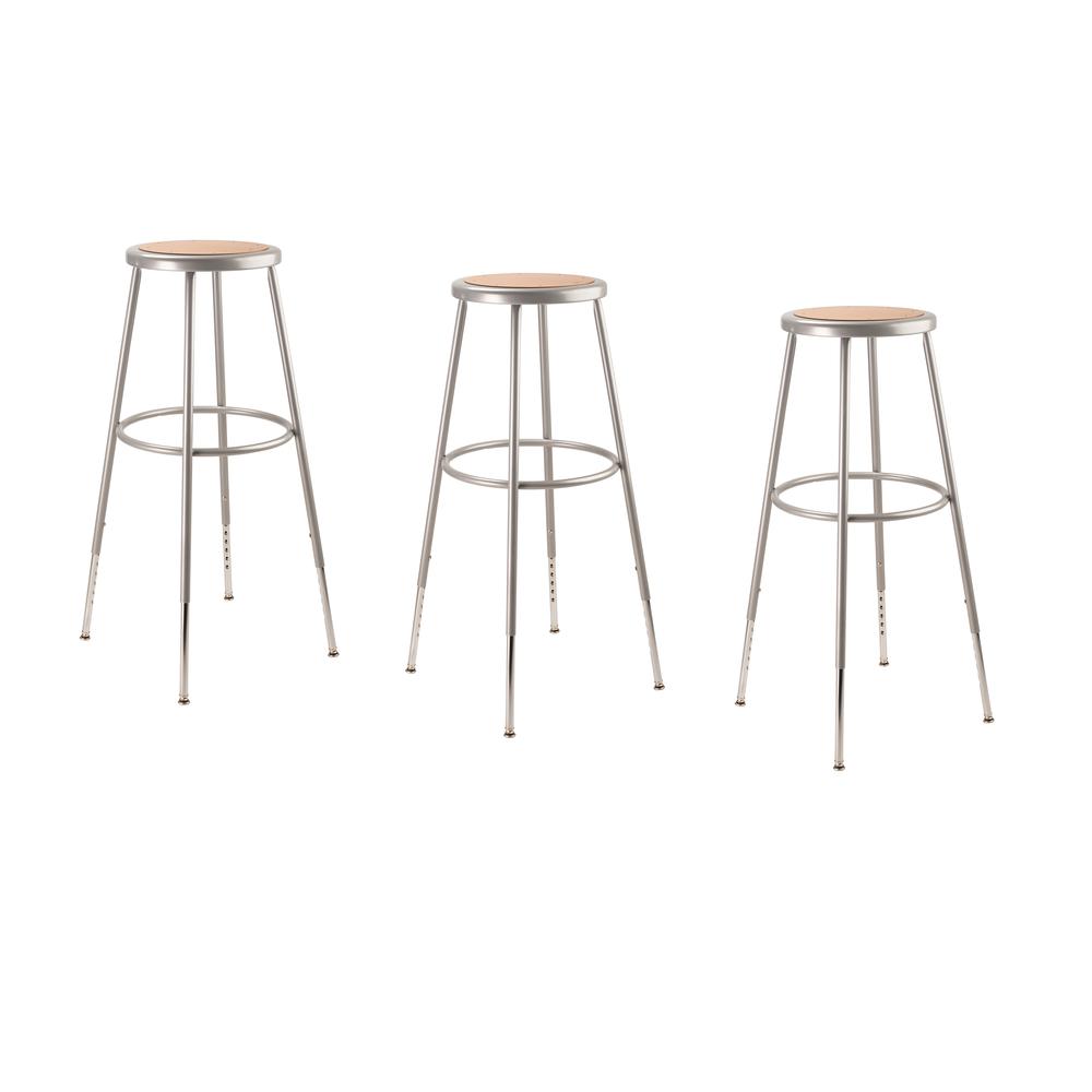 (3 Pack) NPS® 32"-39" Height Adjustable Heavy Duty Steel Stool, Grey. Picture 1