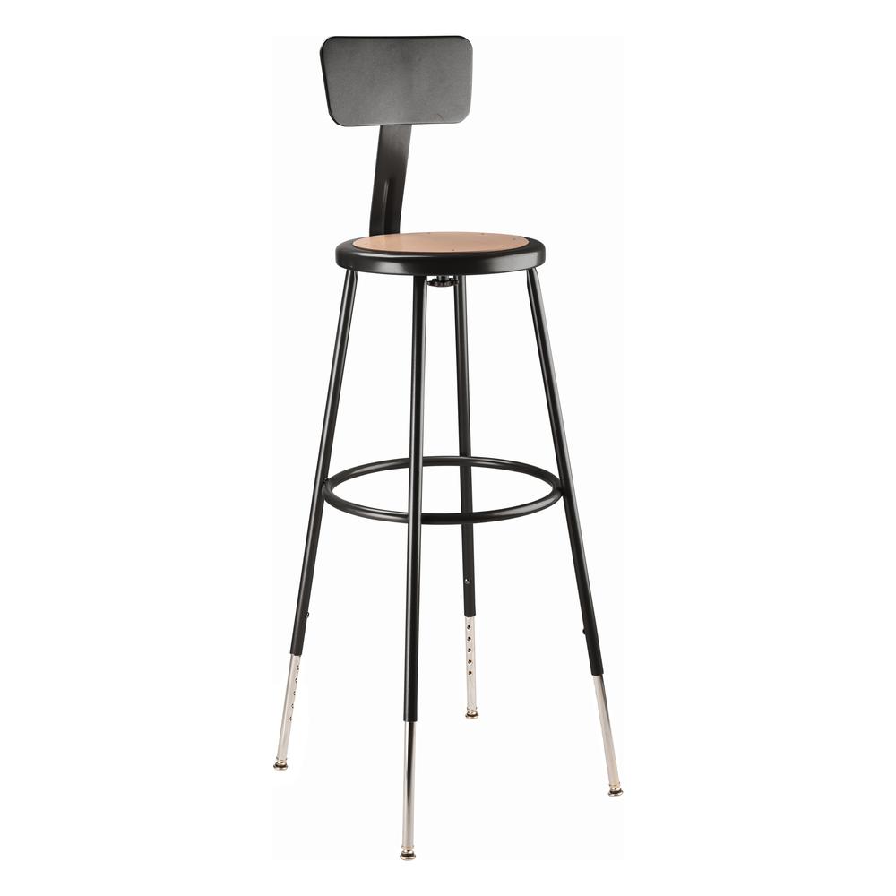 (3 Pack) NPS® 32 -39" Height Adjustable Heavy Duty Steel Stool With Backrest, Black. Picture 2