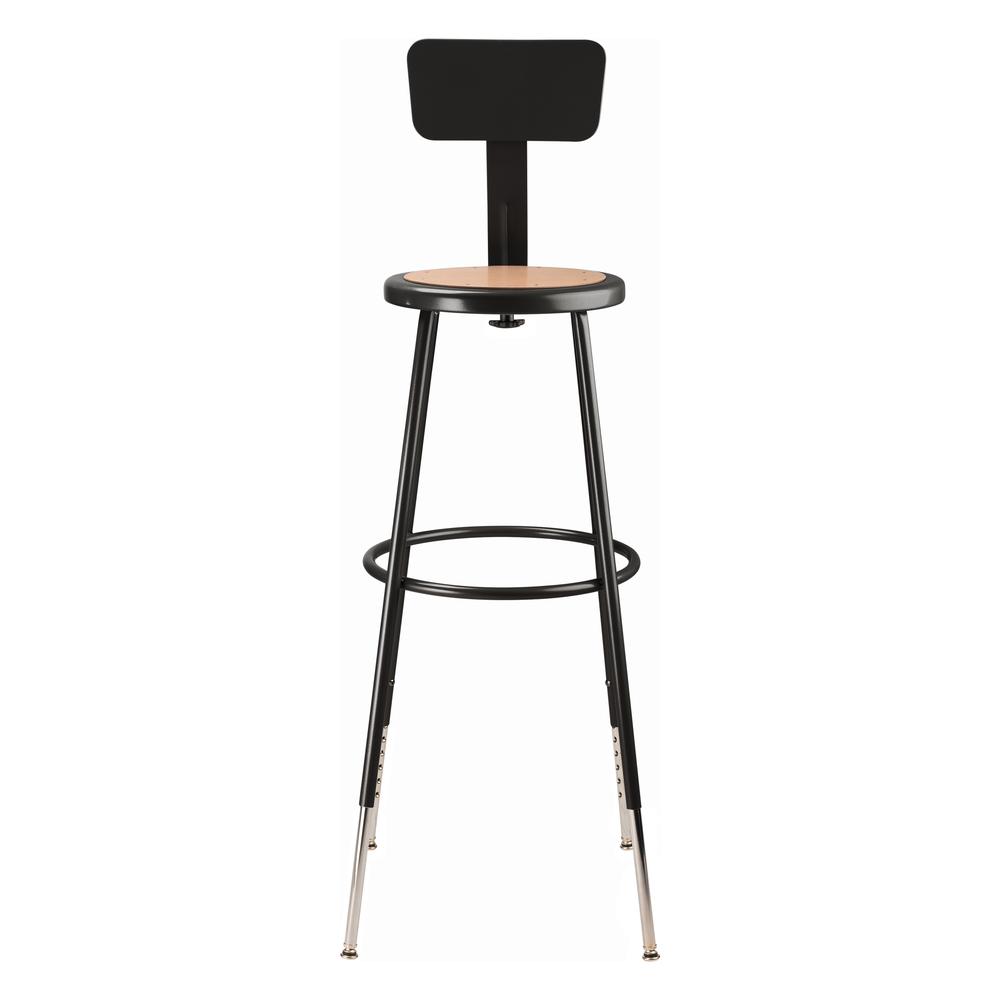 (3 Pack) NPS® 32 -39" Height Adjustable Heavy Duty Steel Stool With Backrest, Black. Picture 3
