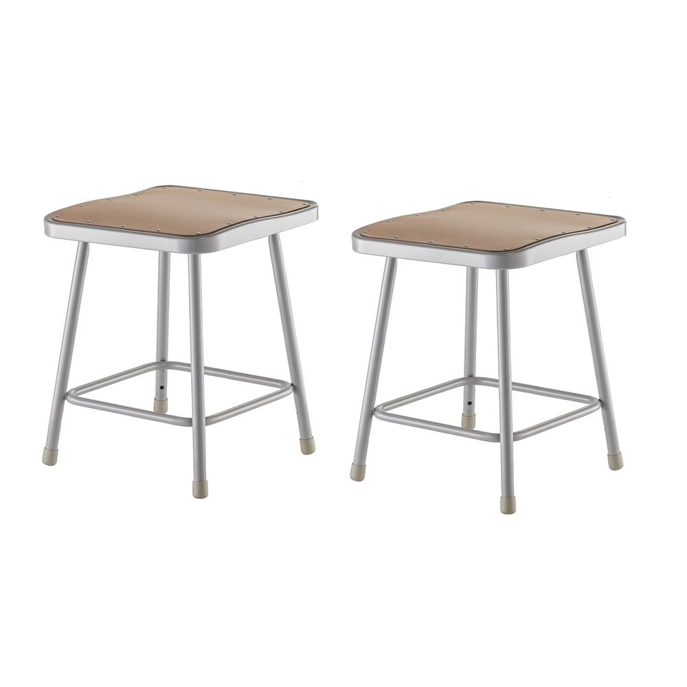 NPS® 18" Heavy Duty Square Seat Steel Stool, Grey. Picture 1