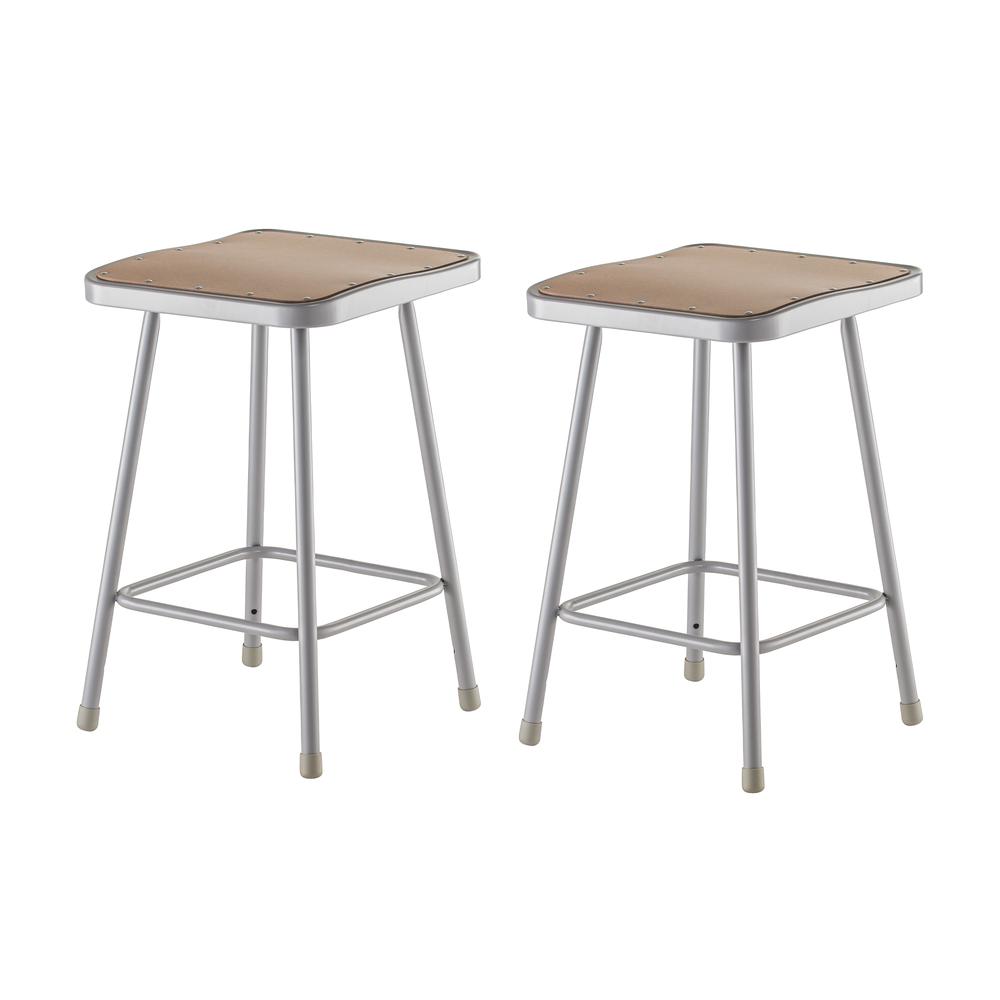 NPS® 24" Heavy Duty Square Seat Steel Stool, Grey. Picture 1