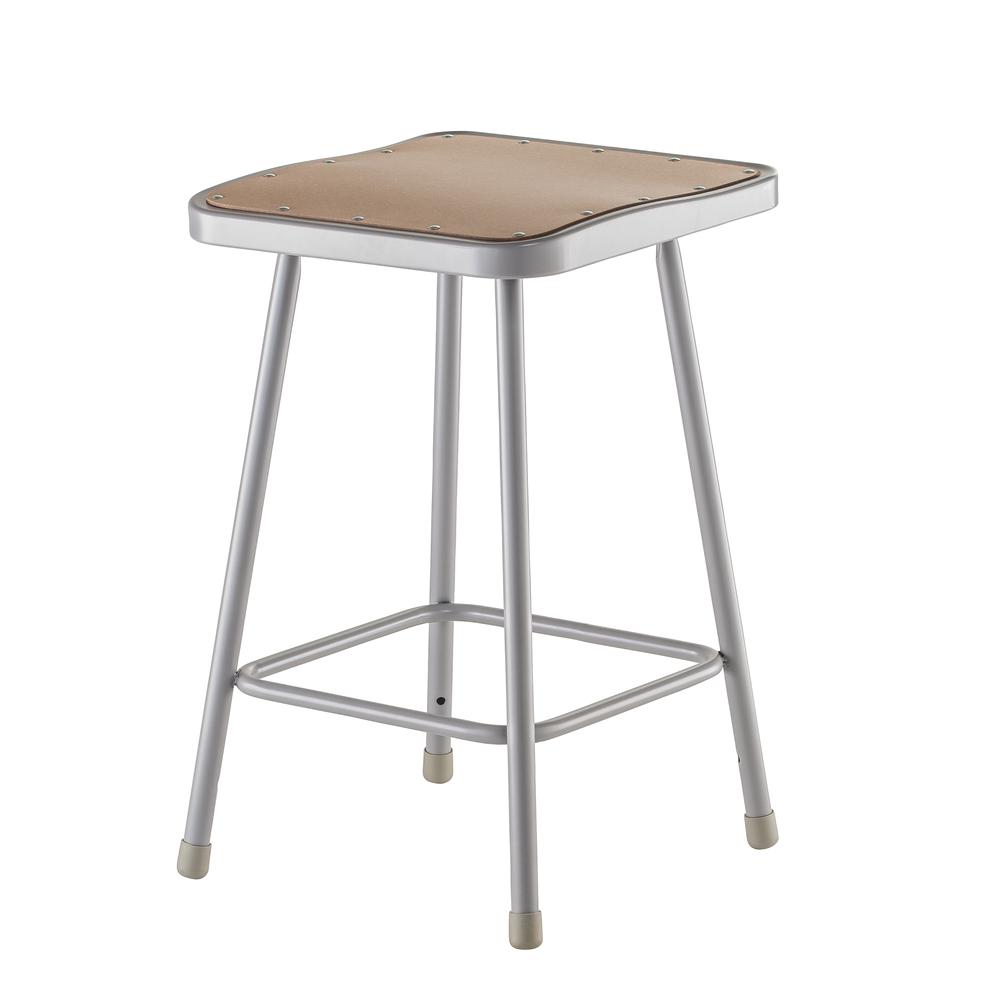(2 Pack) NPS® 24" Heavy Duty Square Seat Steel Stool, Grey. Picture 2