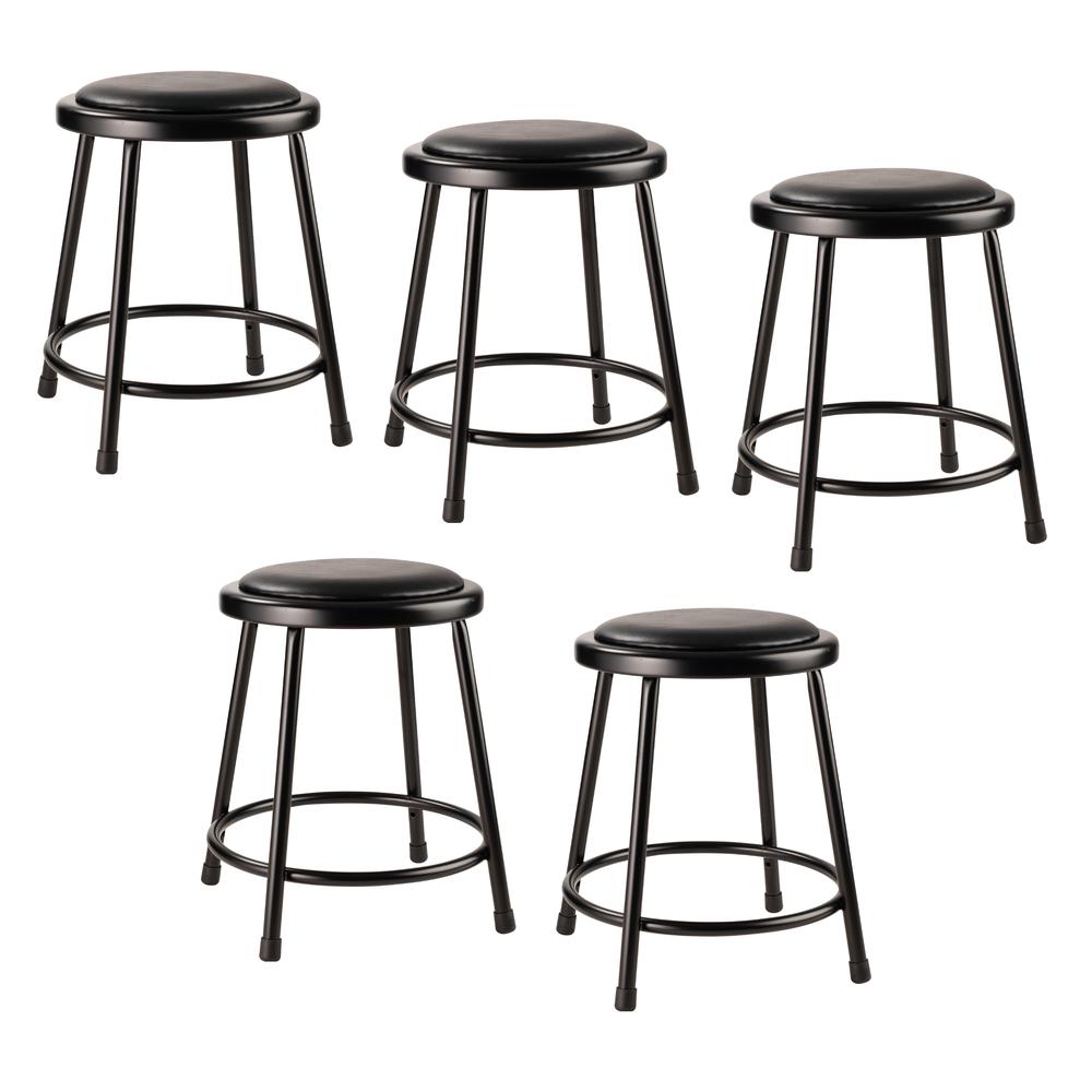 (5 Pack) NPS® 18" Heavy Duty Vinyl Padded Steel Stool, Black. Picture 1
