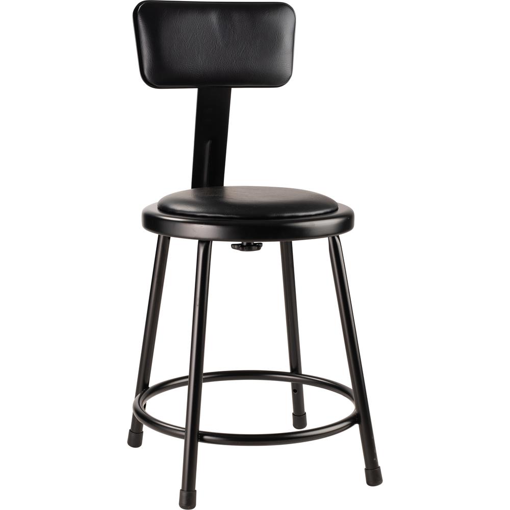 (5 Pack) NPS® 18"Heavy Duty Vinyl Padded Steel Stool With Backrest, Black. Picture 2