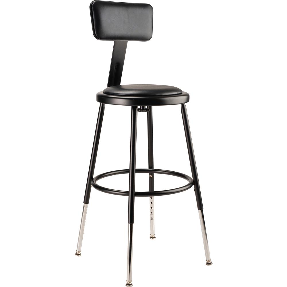 (5 Pack) NPS® 19"-27" Height Adjustable Heavy Duty Vinyl Padded Steel Stool With Backrest, Black. Picture 2