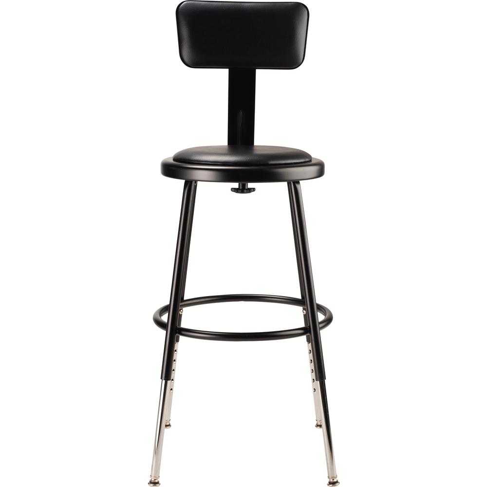 (5 Pack) NPS® 19"-27" Height Adjustable Heavy Duty Vinyl Padded Steel Stool With Backrest, Black. Picture 3