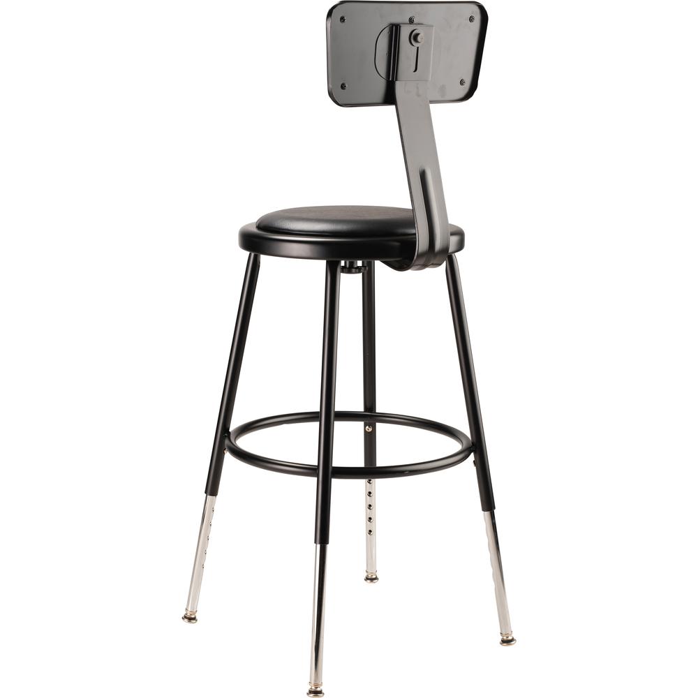 (5 Pack) NPS® 19"-27" Height Adjustable Heavy Duty Vinyl Padded Steel Stool With Backrest, Black. Picture 5