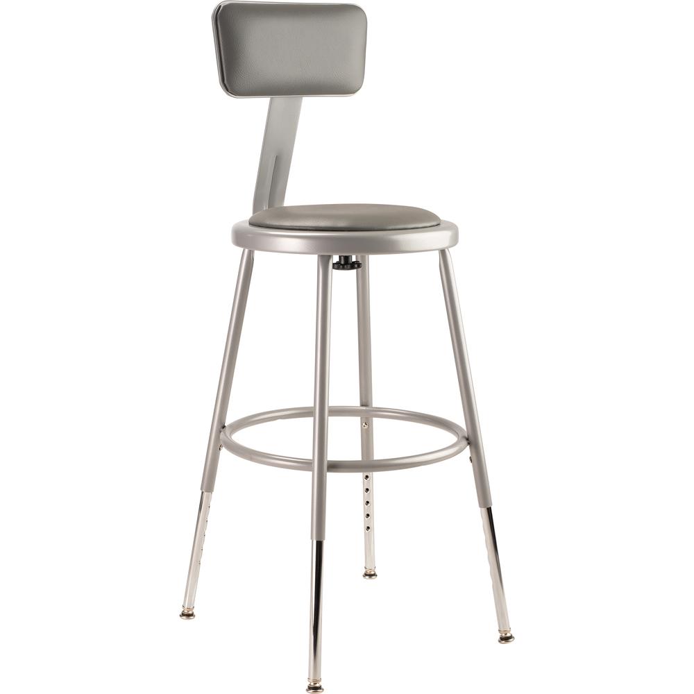 (5 Pack) NPS® 19"-27" Height Adjustable Heavy Duty Vinyl Padded Steel Stool With Backrest, Grey. Picture 2