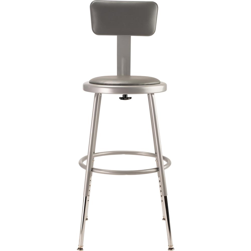 (5 Pack) NPS® 19"-27" Height Adjustable Heavy Duty Vinyl Padded Steel Stool With Backrest, Grey. Picture 3