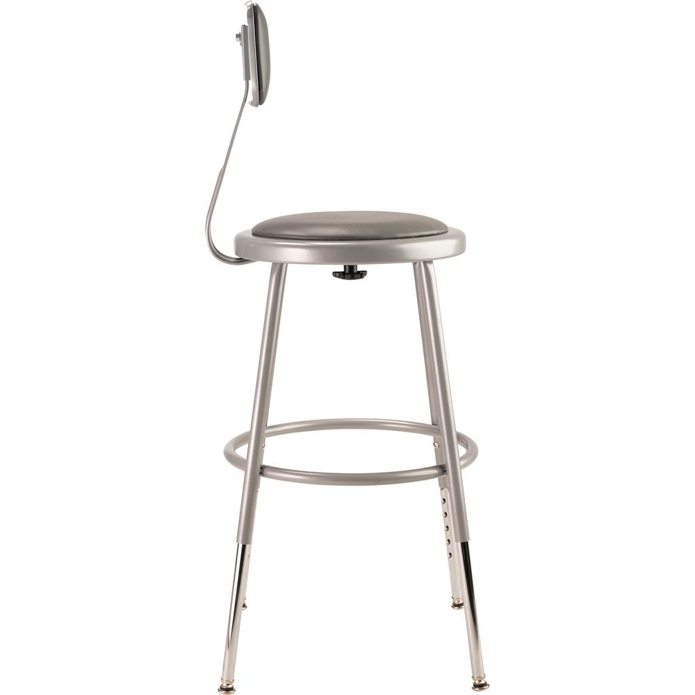 (5 Pack) NPS® 19"-27" Height Adjustable Heavy Duty Vinyl Padded Steel Stool With Backrest, Grey. Picture 4