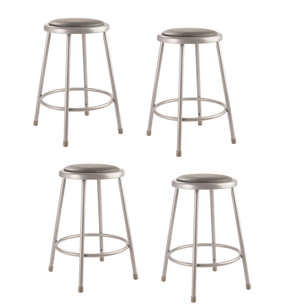 NPS® 24"Heavy Duty Vinyl Padded Steel Stool, Grey. Picture 4