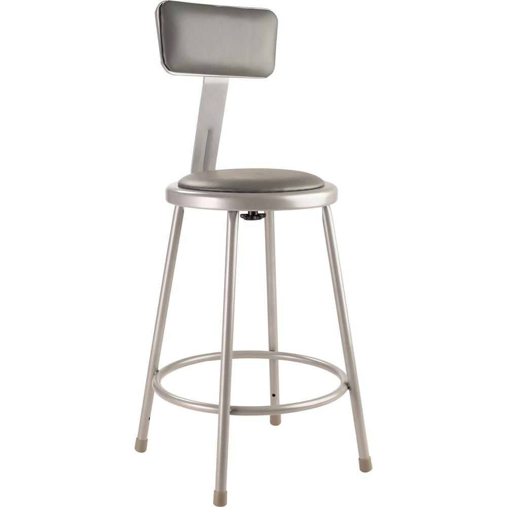 NPS® 24"Heavy Duty Vinyl Padded Steel Stool With Backrest, Grey. Picture 1